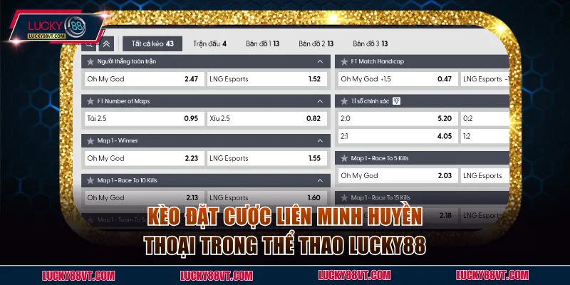 Kèo đặt cược LoL trong thể thao Lucky88